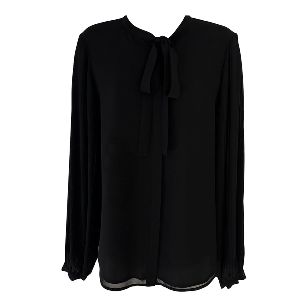 Trina Turk Black Blouse with Bow Detail